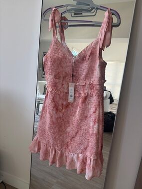 BCBGeneration Pink Tie-Dye look Smocked Mini Dress